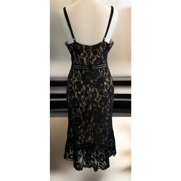 VTG Y2K Black Lace Overlay Dress Romantic Whimsygoth Sexy Vixen Cocktail Sz 10 - Picture 3 of 16